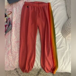 Aviator Nation Pink 5 Stripe Sweatpantss